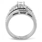 TK3253 - High polished (no plating) Stainless Steel Ring with AAA Grade CZ  in Clear-2