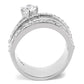 TK3254 - High polished (no plating) Stainless Steel Ring with AAA Grade CZ  in Clear-2
