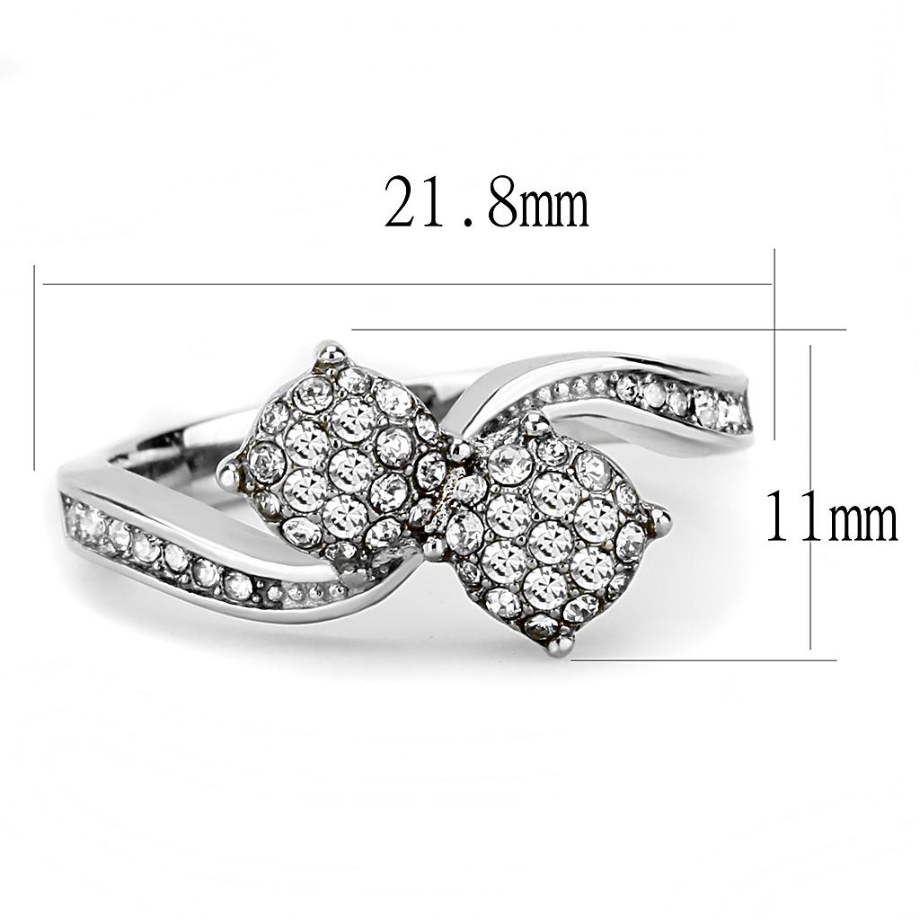 TK3255 - High polished (no plating) Stainless Steel Ring with Top Grade Crystal  in Clear-1