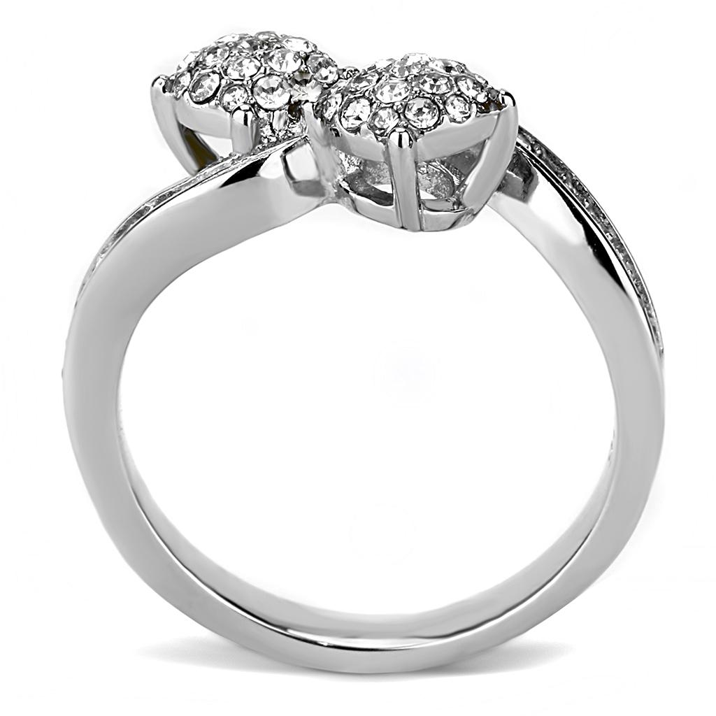 TK3255 - High polished (no plating) Stainless Steel Ring with Top Grade Crystal  in Clear-2