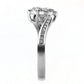 TK3255 - High polished (no plating) Stainless Steel Ring with Top Grade Crystal  in Clear-3