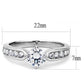 TK3256 - High polished (no plating) Stainless Steel Ring with AAA Grade CZ  in Clear-1