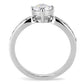TK3256 - High polished (no plating) Stainless Steel Ring with AAA Grade CZ  in Clear-2