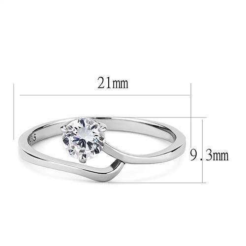 TK3257 - High polished (no plating) Stainless Steel Ring with AAA Grade CZ  in Clear-1