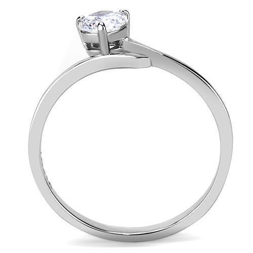 TK3257 - High polished (no plating) Stainless Steel Ring with AAA Grade CZ  in Clear-2