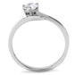 TK3257 - High polished (no plating) Stainless Steel Ring with AAA Grade CZ  in Clear-2