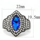 TK3258 - IP Light Black  (IP Gun) Stainless Steel Ring with Synthetic Synthetic Glass in Sapphire-1
