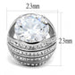 TK3263 - High polished (no plating) Stainless Steel Ring with AAA Grade CZ  in Clear-1
