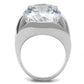 TK3263 - High polished (no plating) Stainless Steel Ring with AAA Grade CZ  in Clear-2