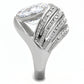 TK3263 - High polished (no plating) Stainless Steel Ring with AAA Grade CZ  in Clear-4