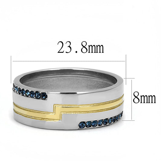 TK3266 - Two-Tone IP Gold (Ion Plating) Stainless Steel Ring with Top Grade Crystal  in Montana-1