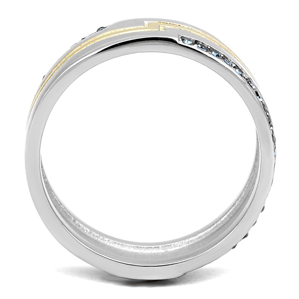 TK3266 - Two-Tone IP Gold (Ion Plating) Stainless Steel Ring with Top Grade Crystal  in Montana-2