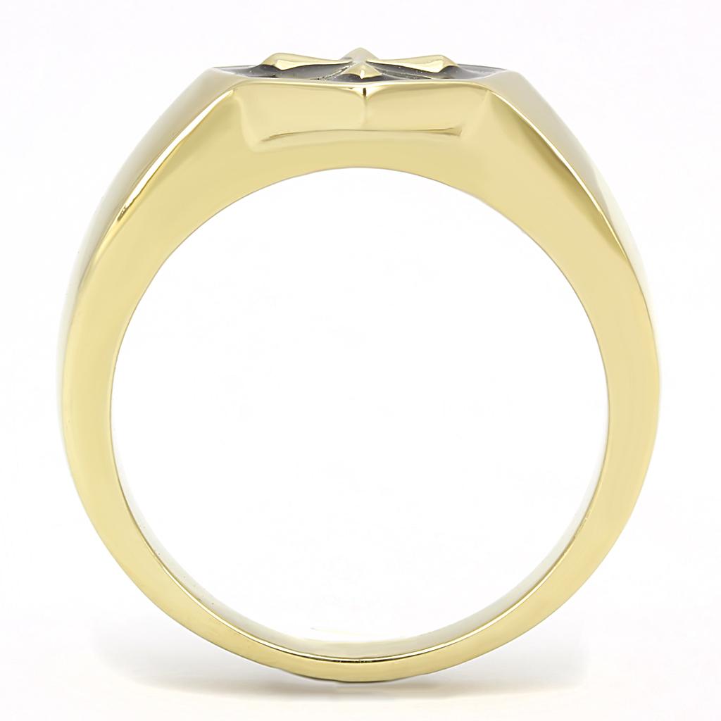 TK3268 - IP Gold(Ion Plating) Stainless Steel Ring with Epoxy  in Jet-2