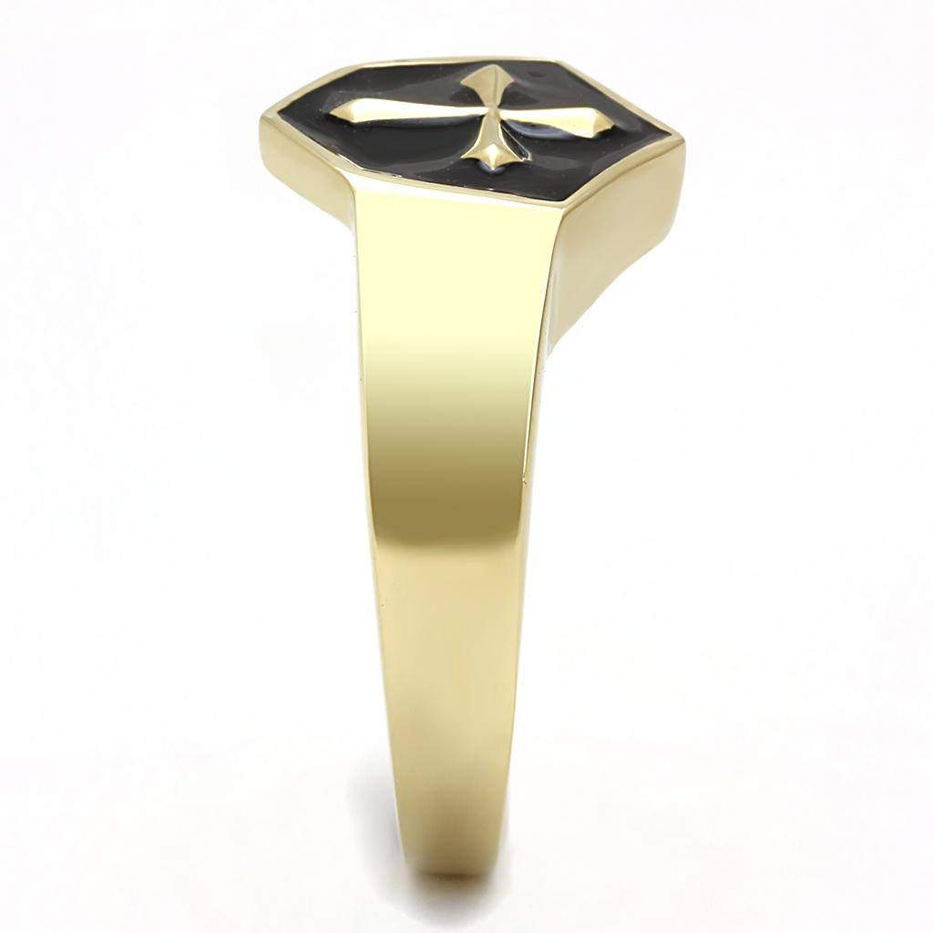 TK3268 - IP Gold(Ion Plating) Stainless Steel Ring with Epoxy  in Jet-3