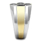 TK3271 - Two-Tone IP Gold (Ion Plating) Stainless Steel Ring with AAA Grade CZ  in Black Diamond-3