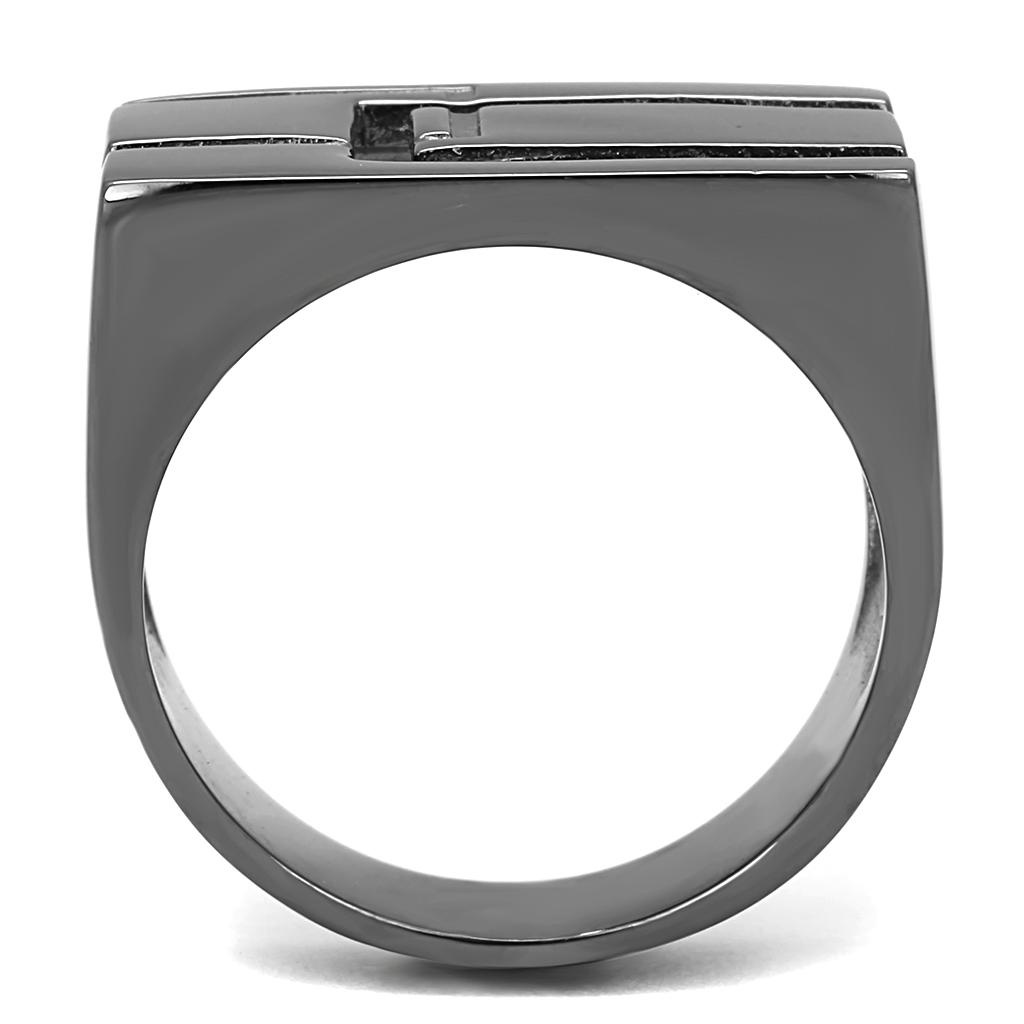 TK3272 - IP Light Black  (IP Gun) Stainless Steel Ring with No Stone-2