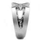 TK3278 - High polished (no plating) Stainless Steel Ring with AAA Grade CZ  in Clear-3