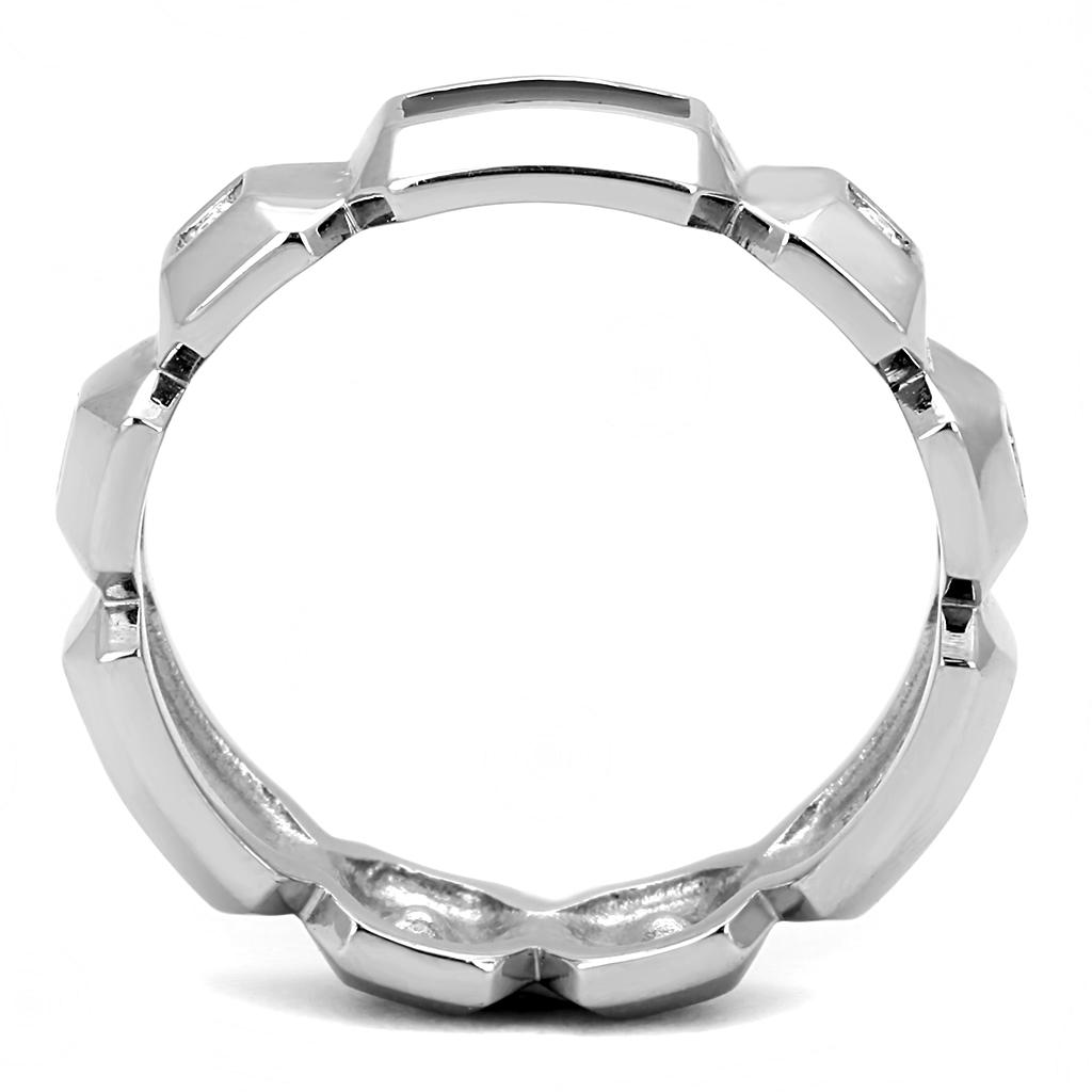 TK3281 - High polished (no plating) Stainless Steel Ring with Top Grade Crystal  in Clear-2