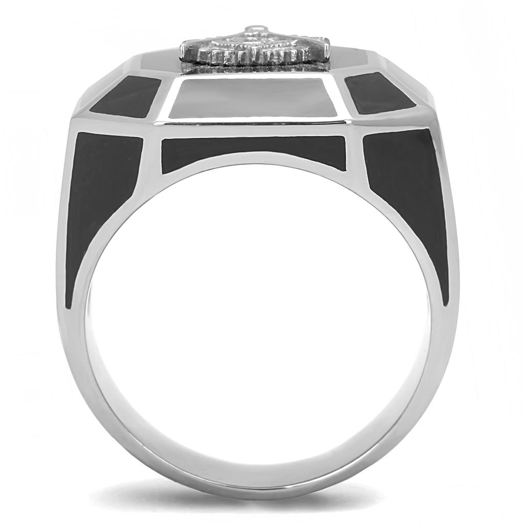TK3282 - High polished (no plating) Stainless Steel Ring with Epoxy  in Jet-2