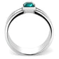 TK3291 - High polished (no plating) Stainless Steel Ring with Top Grade Crystal  in Blue Zircon-2