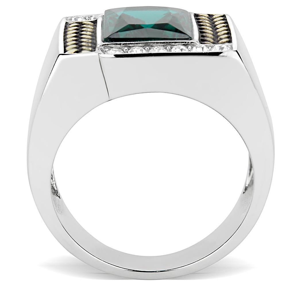 TK3295 - Two-Tone IP Gold (Ion Plating) Stainless Steel Ring with Synthetic Synthetic Glass in Blue Zircon-2