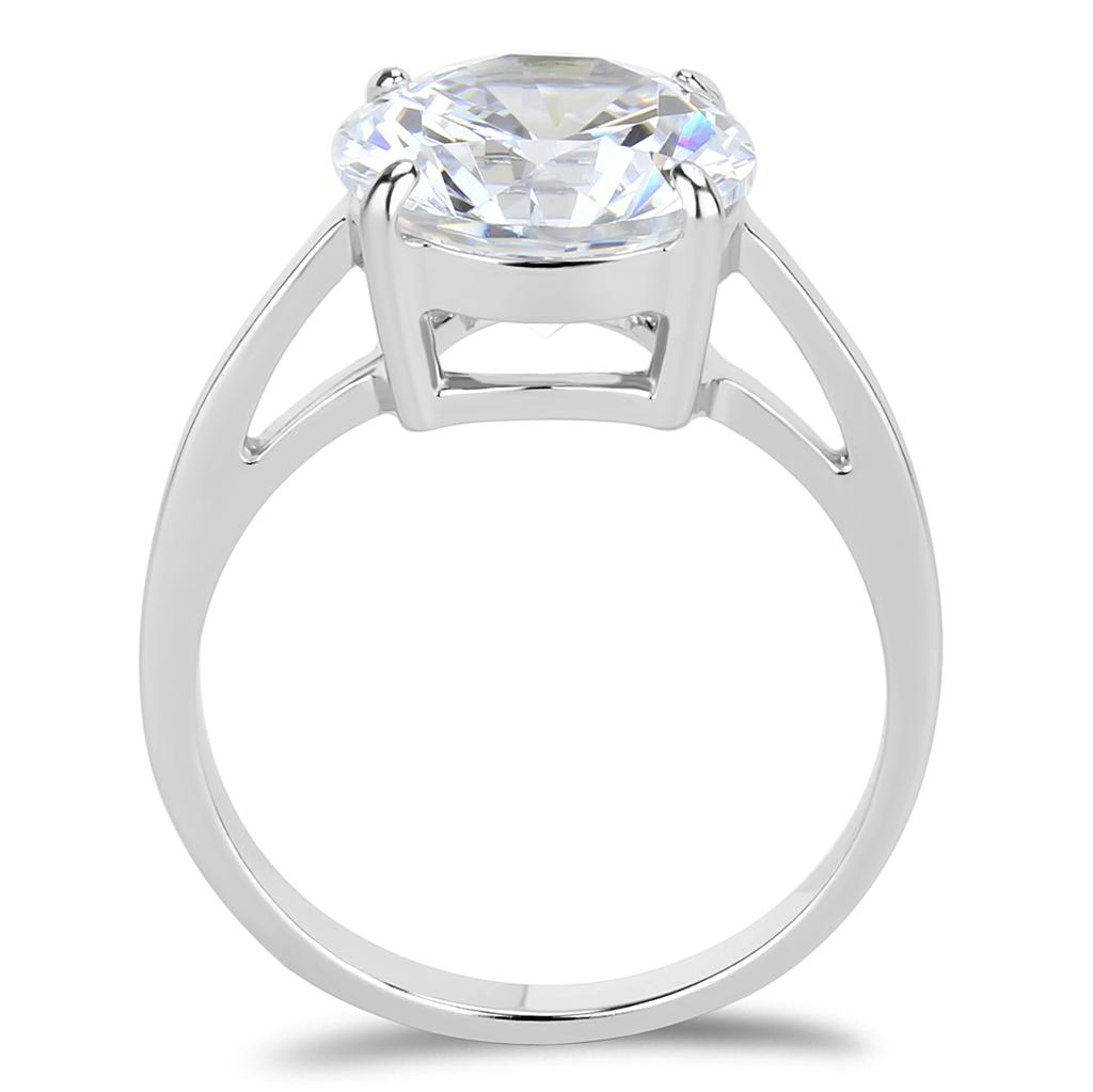 TK3428 - High polished (no plating) Stainless Steel Ring with AAA Grade CZ  in Clear-2