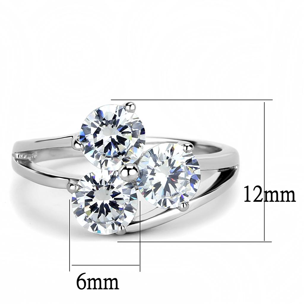 TK3430 - High polished (no plating) Stainless Steel Ring with AAA Grade CZ  in Clear-1