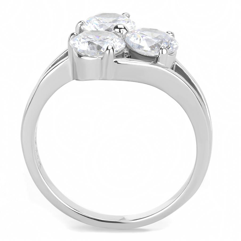TK3430 - High polished (no plating) Stainless Steel Ring with AAA Grade CZ  in Clear-2
