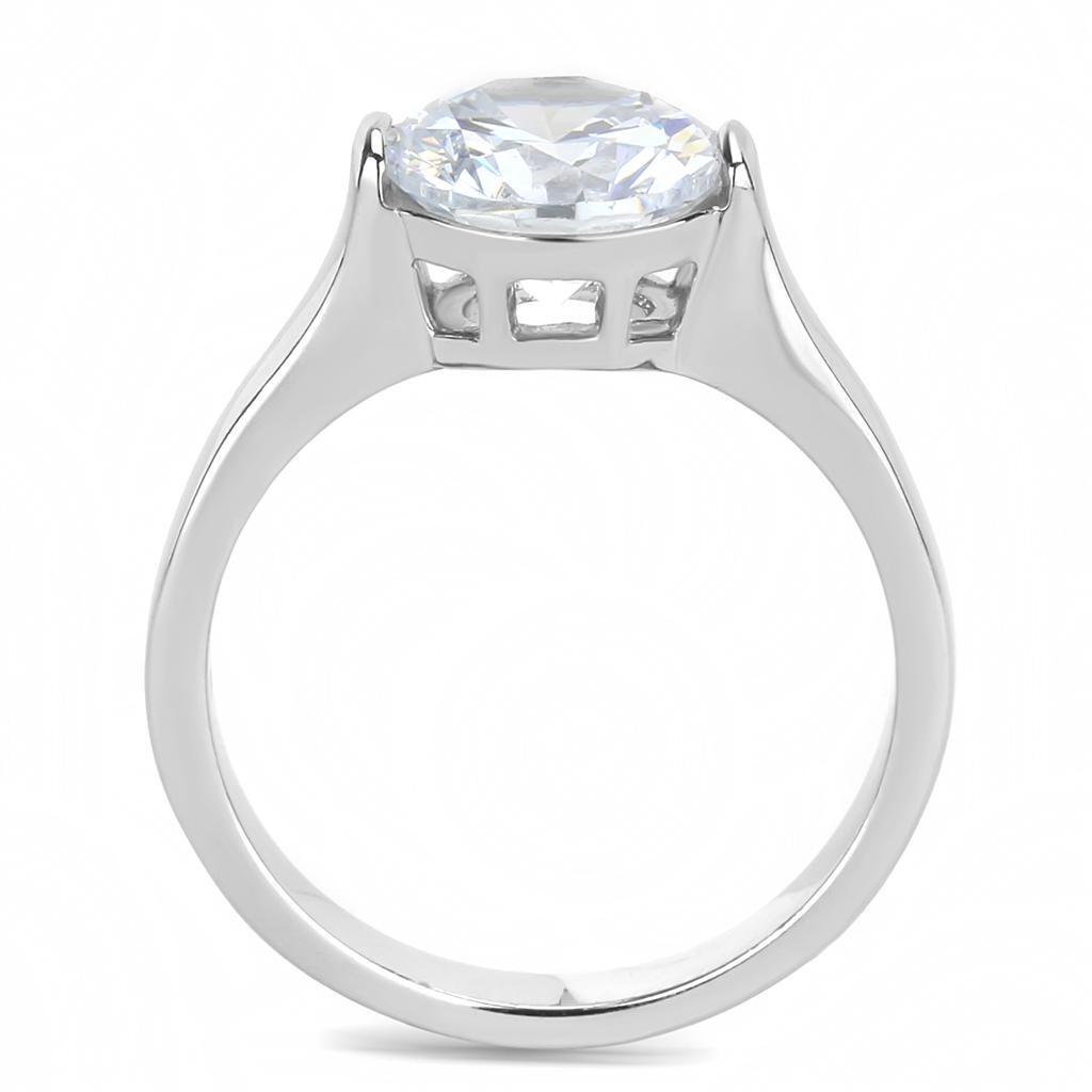 TK3432 - High polished (no plating) Stainless Steel Ring with AAA Grade CZ  in Clear-2
