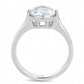 TK3432 - High polished (no plating) Stainless Steel Ring with AAA Grade CZ  in Clear-2