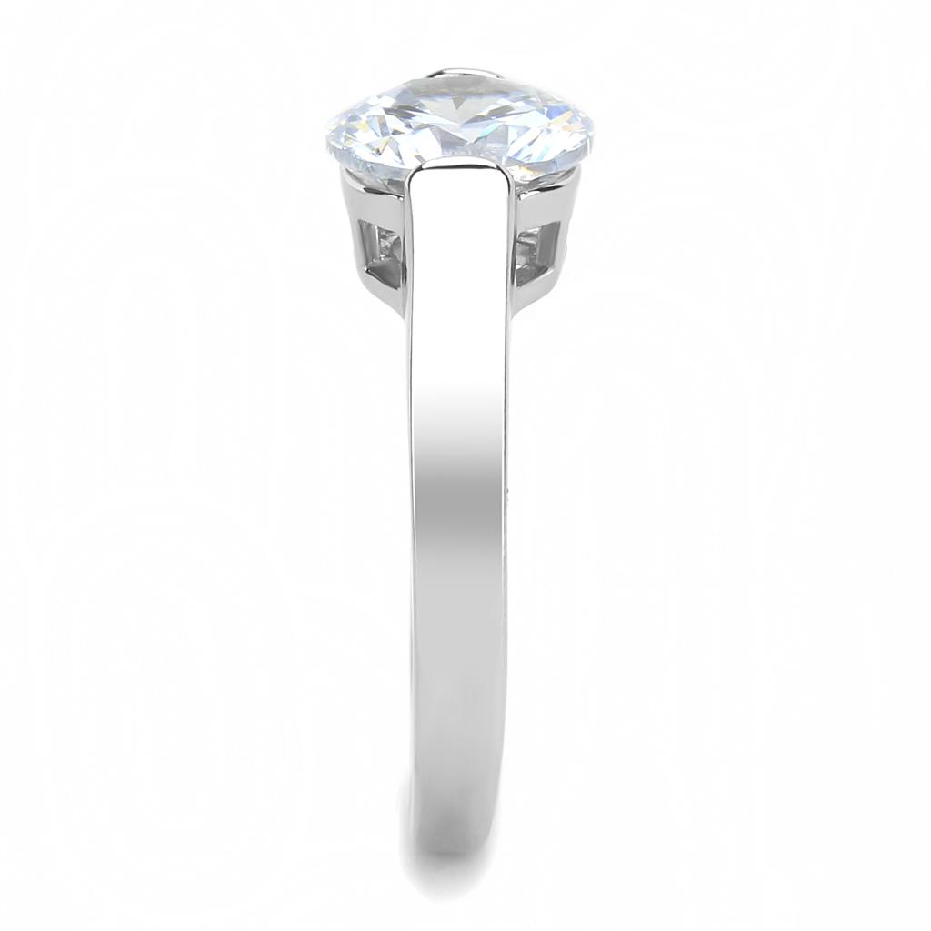 TK3432 - High polished (no plating) Stainless Steel Ring with AAA Grade CZ  in Clear-3