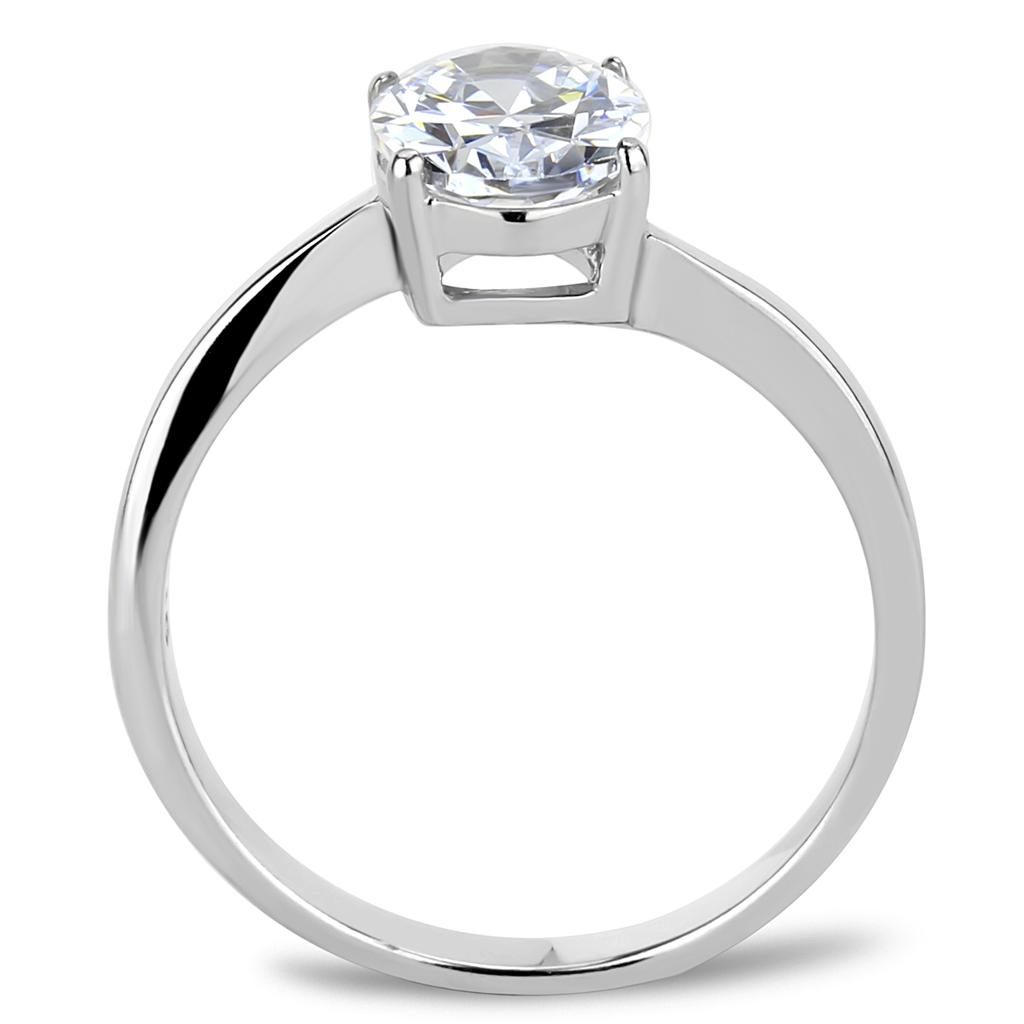 TK3433 - High polished (no plating) Stainless Steel Ring with AAA Grade CZ  in Clear-2