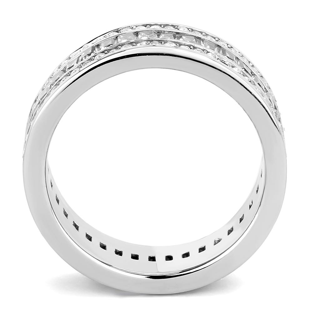 TK3435 - High polished (no plating) Stainless Steel Ring with AAA Grade CZ  in Clear-2