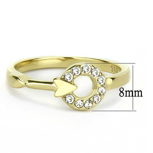 TK3439 - IP Gold(Ion Plating) Stainless Steel Ring with Top Grade Crystal  in Clear-1