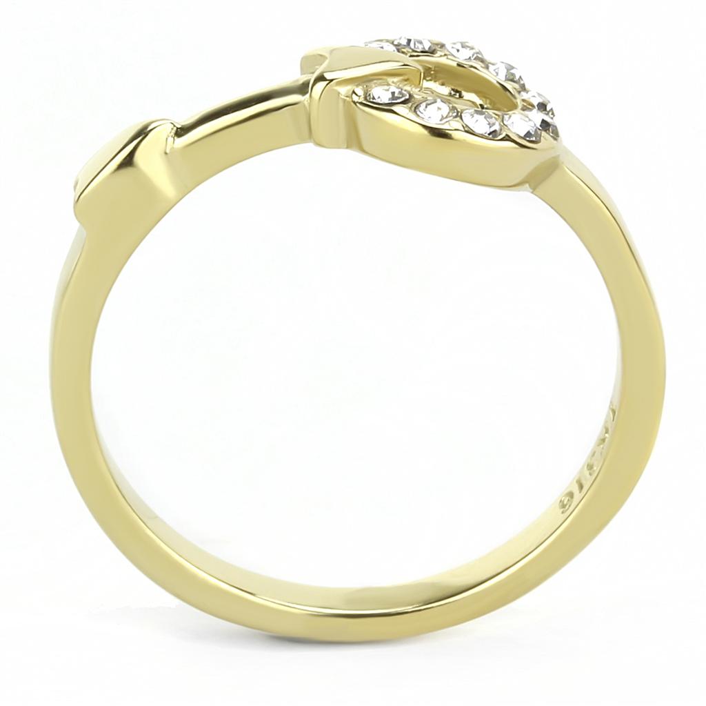 TK3439 - IP Gold(Ion Plating) Stainless Steel Ring with Top Grade Crystal  in Clear-2