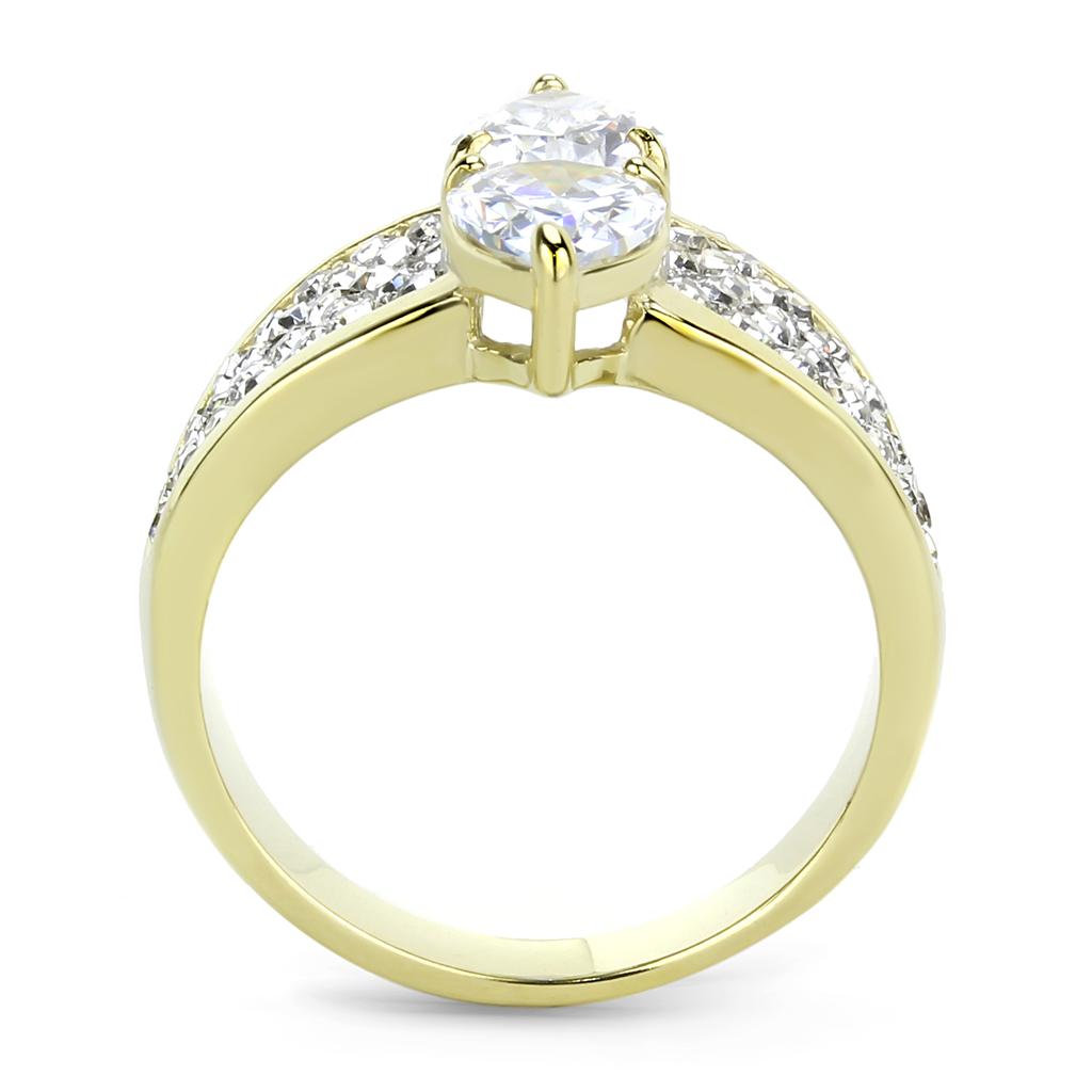 TK3442 - Two-Tone IP Gold (Ion Plating) Stainless Steel Ring with AAA Grade CZ  in Clear-2