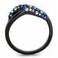 TK3446 - IP Black(Ion Plating) Stainless Steel Ring with Top Grade Crystal  in Multi Color-2