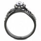 TK3448 - IP Light Black  (IP Gun) Stainless Steel Ring with AAA Grade CZ  in Clear-1