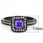 TK3450 - IP Black(Ion Plating) Stainless Steel Ring with AAA Grade CZ  in Tanzanite-1