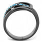 TK3451 - IP Light Black  (IP Gun) Stainless Steel Ring with Top Grade Crystal  in Sea Blue-2