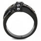 TK3452 - IP Black(Ion Plating) Stainless Steel Ring with Synthetic Synthetic Glass in Brown-2