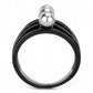 TK3454 - IP Black(Ion Plating) Stainless Steel Ring with Synthetic Pearl in Gray-2