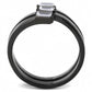 TK3455 - IP Black(Ion Plating) Stainless Steel Ring with AAA Grade CZ  in Clear-2