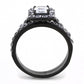 TK3458 - IP Black(Ion Plating) Stainless Steel Ring with AAA Grade CZ  in Clear-2