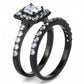 TK3458 - IP Black(Ion Plating) Stainless Steel Ring with AAA Grade CZ  in Clear-3