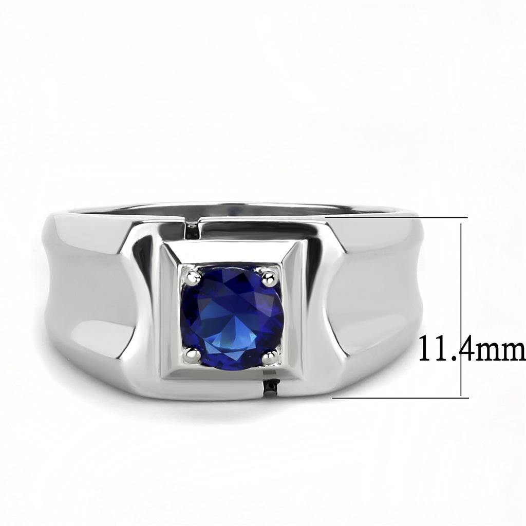 TK3459 - High polished (no plating) Stainless Steel Ring with Synthetic Synthetic Glass in Montana-1