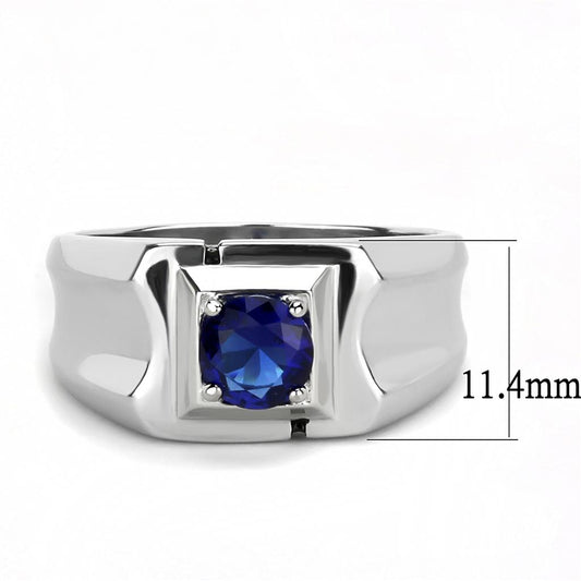 TK3459 - High polished (no plating) Stainless Steel Ring with Synthetic Synthetic Glass in Montana-1