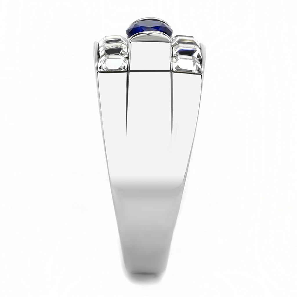 TK3463 - High polished (no plating) Stainless Steel Ring with Synthetic Synthetic Glass in Montana-3