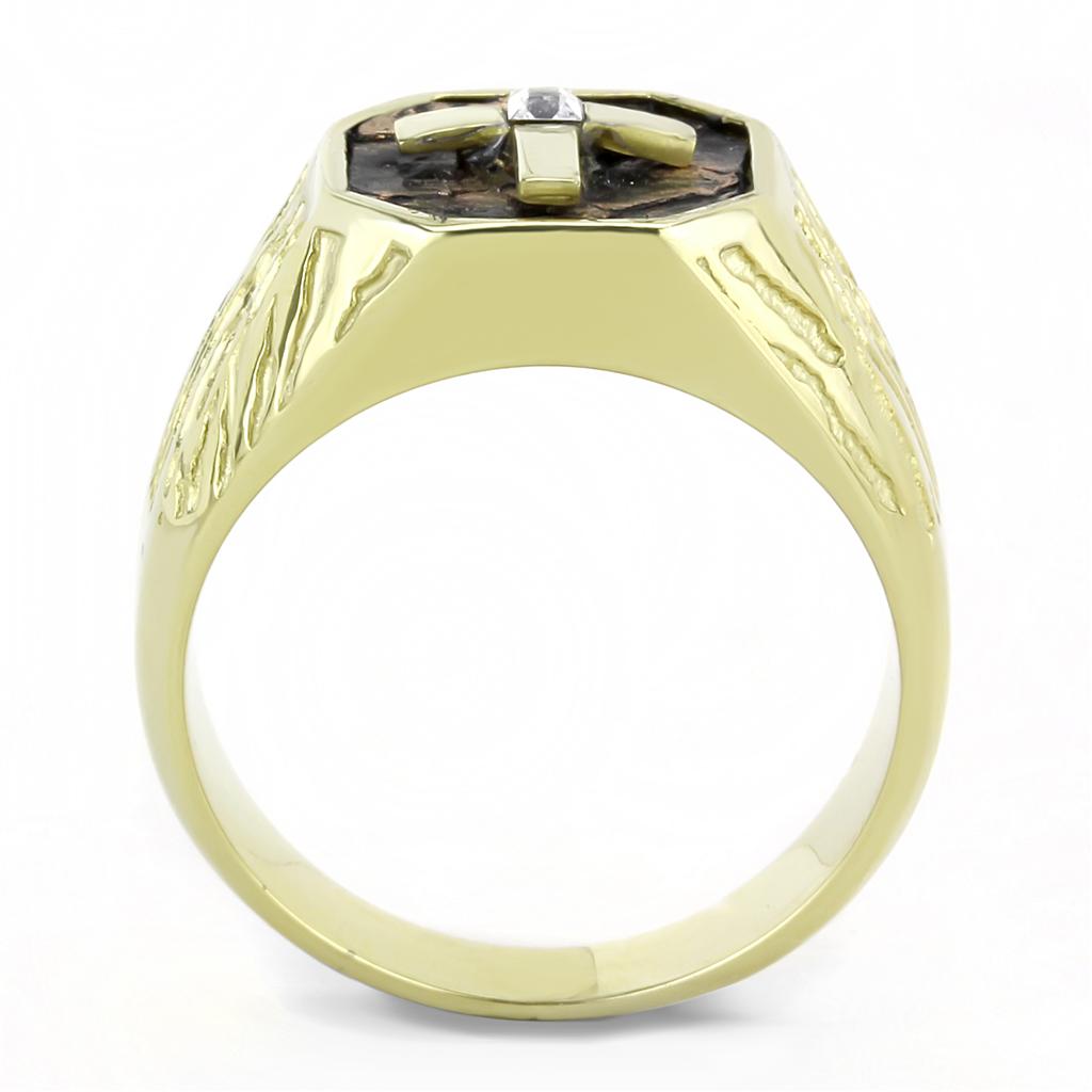 TK3464 - IP Gold(Ion Plating) Stainless Steel Ring with Top Grade Crystal  in Clear-2
