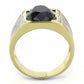 TK3465 - IP Gold(Ion Plating) Stainless Steel Ring with Synthetic Onyx in Jet-2